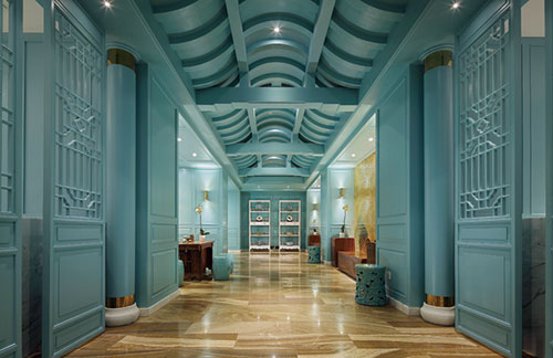 深圳1500平米藍色調的中式餐廳設計案例